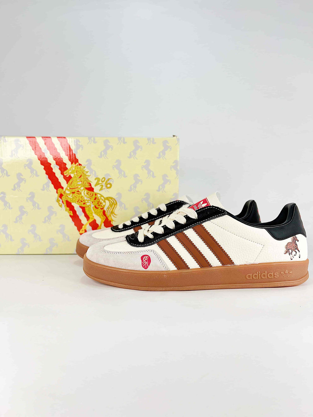 Adidas Gazelle Indoor Year of Horse "Cream White Brown"-Classic sneakers，Adidas Women's Shoe Sale / Men's Shoe Sale