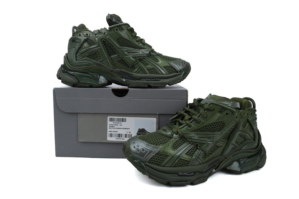 Balenciaga Runner Sneakers Men Women "Army Green"-retro thick sole dad shoes，Women's Shoe Sale / Men's Shoe Sale