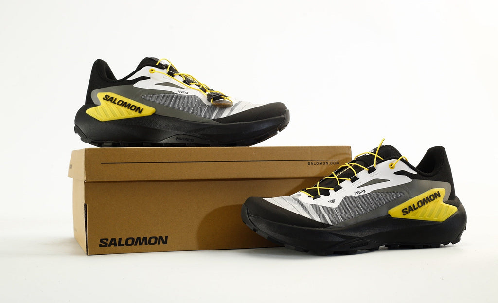 Salomon Genesis Trail Running Shoes "Black White Yellow"- outdoor hiking shoes/Women's Shoe Sale / Men's Shoe Sale