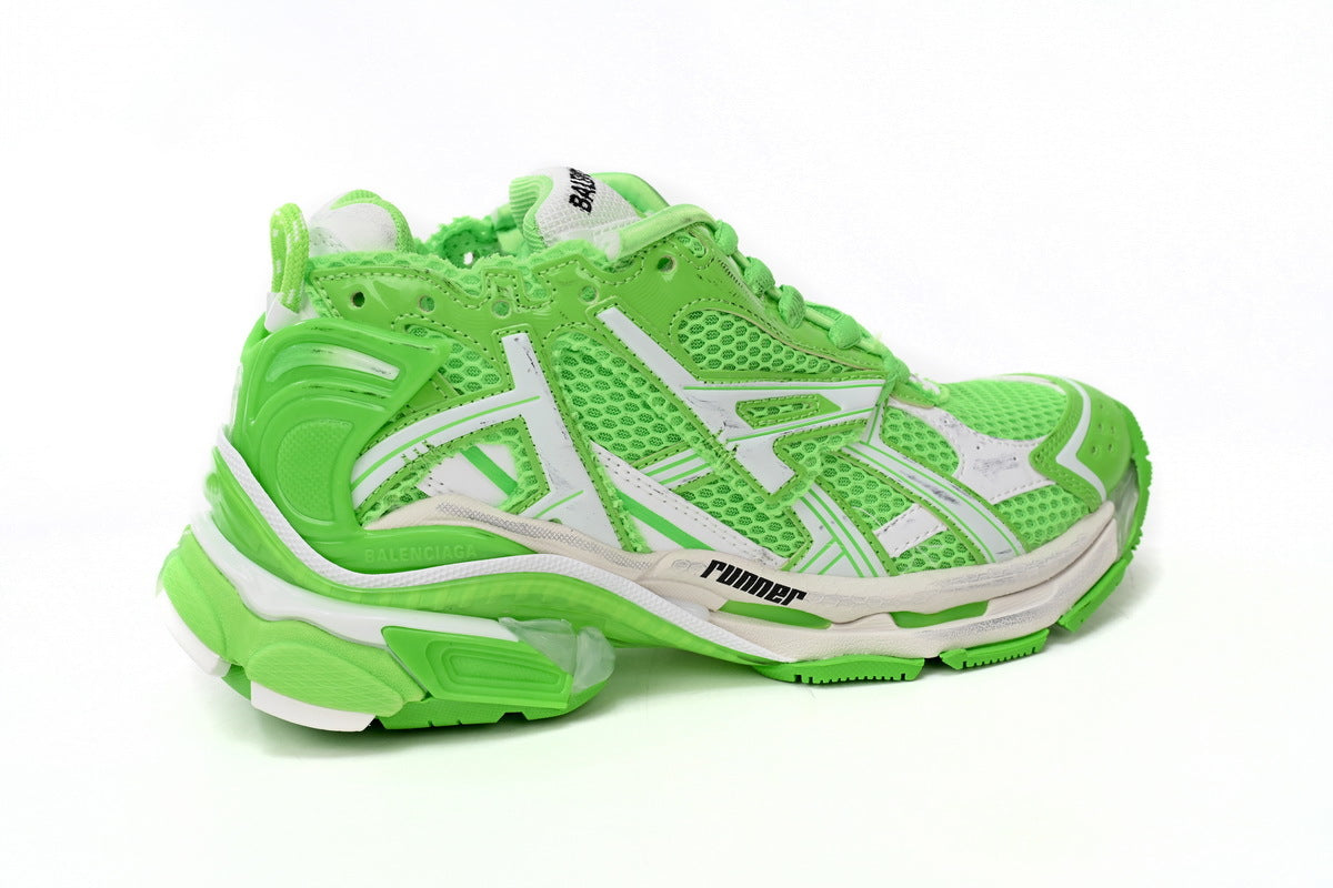 Balenciaga Runner Sneakers "Fluorescent Green White"-retro thick sole dad shoes，Women's Shoe Sale / Men's Shoe Sale