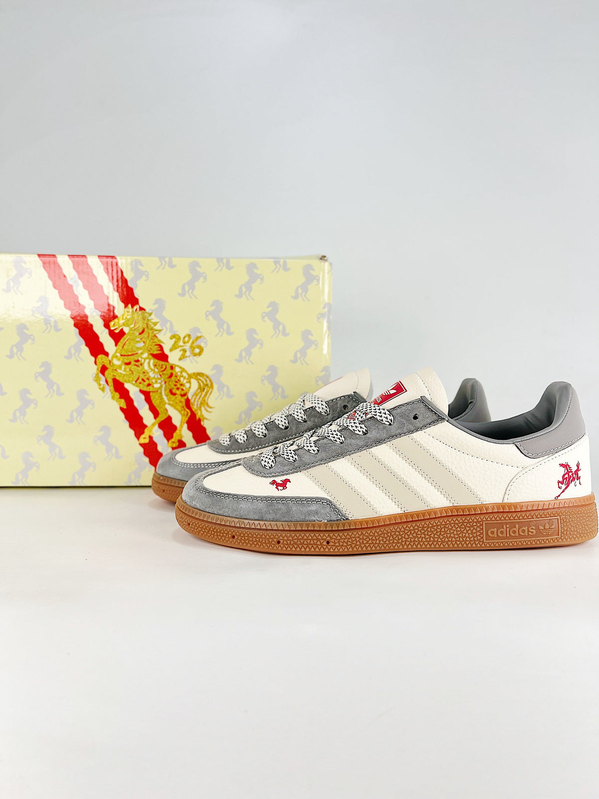 Adidas Handball Spezial Year of Horse "Cream White Grey"-Classic sneakers，Adidas Women's Shoe Sale / Men's Shoe Sale