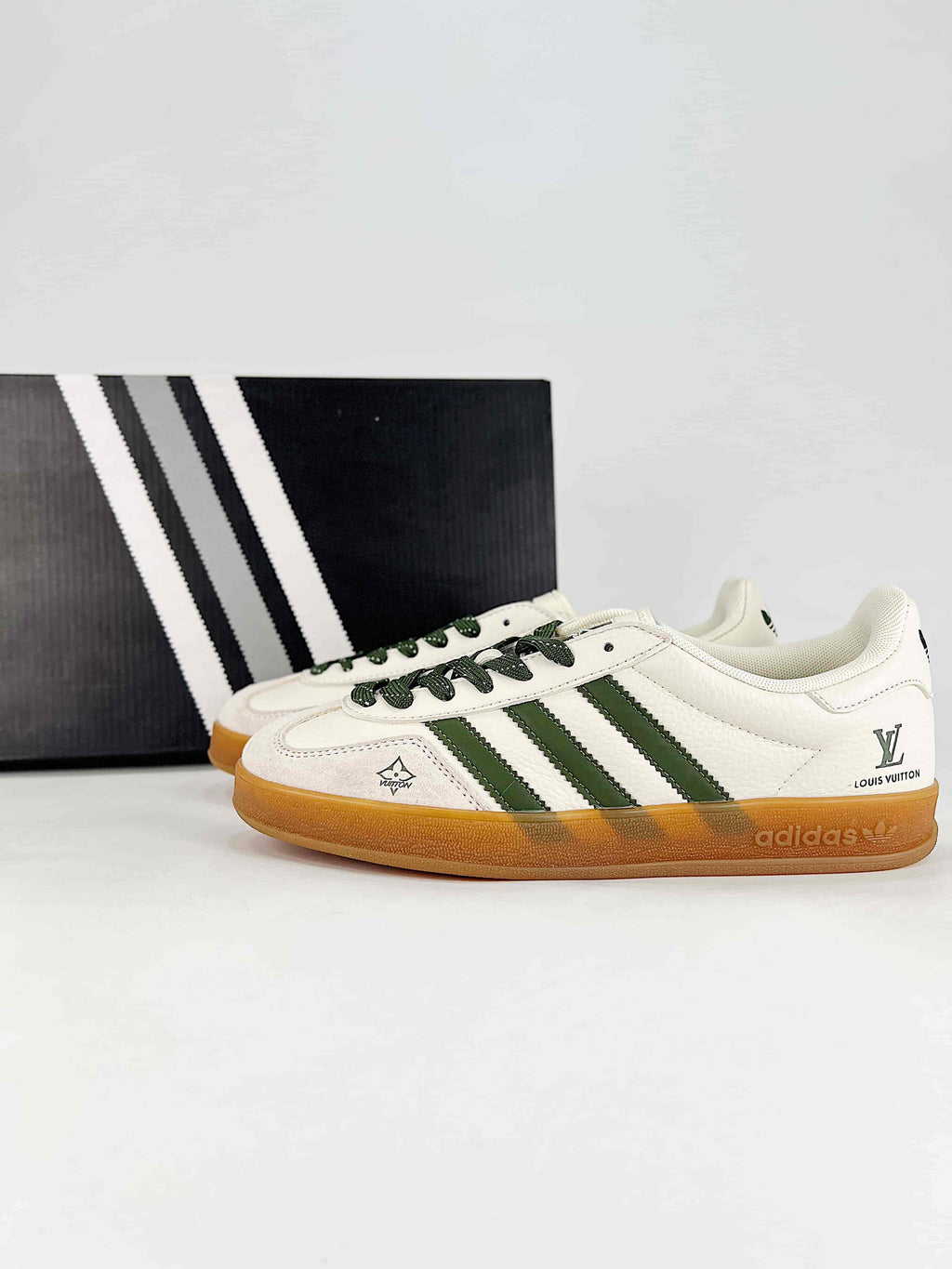 Adidas Gazelle Indoor x Louis Vuitton "Off White Dark Green Gum"-Classic sneakers，Adidas Women's Shoe Sale / Men's Shoe Sale