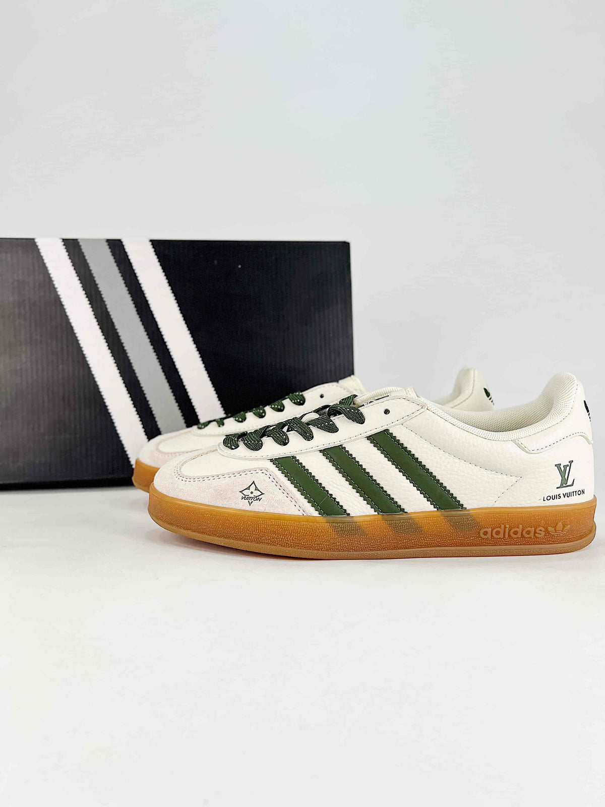 Adidas Gazelle Indoor x Louis Vuitton "Off White Dark Green Gum"-Classic sneakers，Adidas Women's Shoe Sale / Men's Shoe Sale