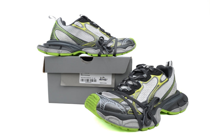Balenciaga 3XL Sneaker "White Grey Fluorescent Green"-retro thick sole dad shoes，Women's Shoe Sale / Men's Shoe Sale